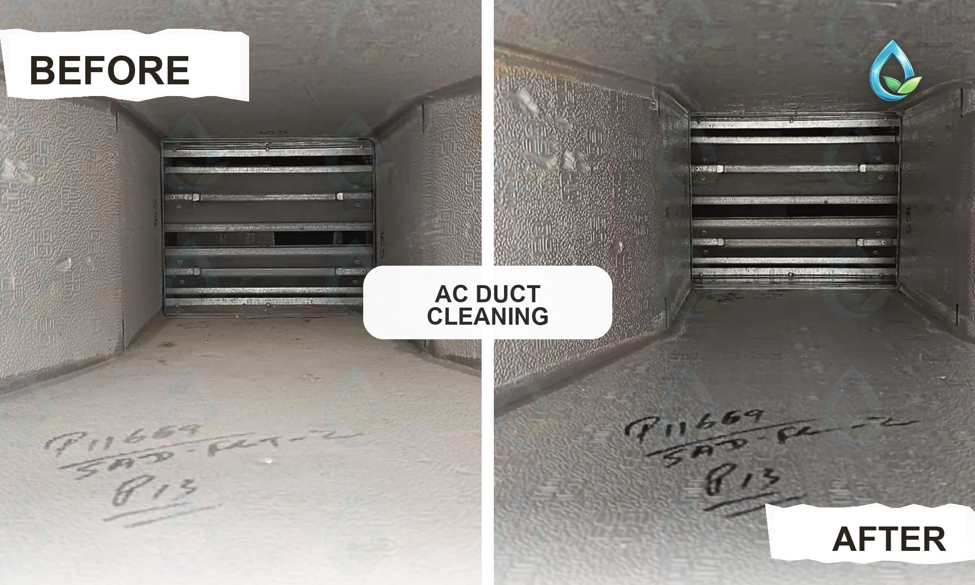 Before and after AC duct cleaning proof for property managers